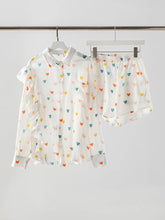 White Linen Printed Shirt And Shorts Set