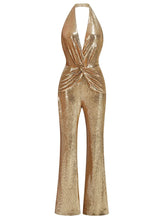 Gold Sequin Halter Jumpsuit