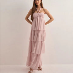 Tiered Hem Tube Maxi Dress