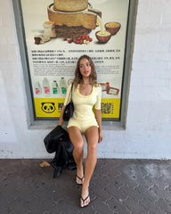 Yellow Ruffled Trim Top And Shorts Set