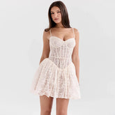 White Lace Corset Strap Mini Dress