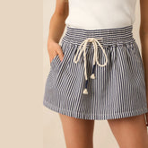 Stripe Drawstring Mini Skirt