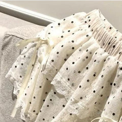 White Polka Dots Elastic Mini Skirt - Streetwear A-Line
