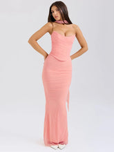 Corset And Bodycon Maxi Skirt With Neckerchief Set