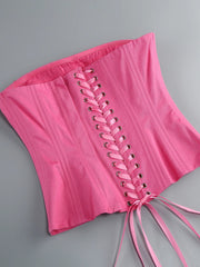 Corset Top And 3d Flower Micro Skirt Set