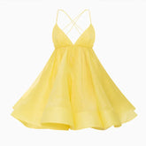 Spaghetti Strap V-neck Flowy A-Line Mini Dress