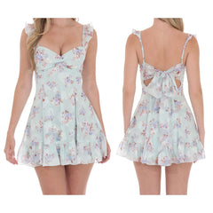 Floral Print Ruffle Strap Mini Dress - Summer Statement