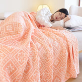 100% Cotton gauze summer blanket breathable bed linen Jacquard bed plaid light weight home Blankets and bedspreads Non shrinking