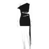 Black Cut Out Tie Up Mini Dress