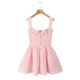 Printed Deep Neck Flare Mini Dress
