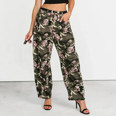 Camo Rose High Waist Denim Pants