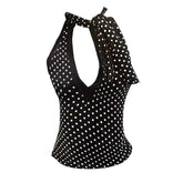 Black Polka Dot Cut Out Tie Up Top