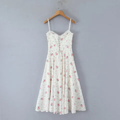 Floral Print Corset Midi Dress