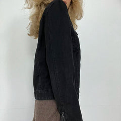 Black Double Zipper Denim Jacket