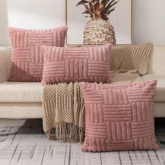 Plush Decorative Throw Pillow Covers Fuzzy Striped Soft Pillowcase Cushion Covers Cushion Case Shell for Sofa Couch Bedroom