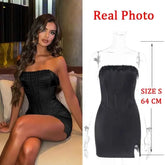 Satin Beading Tassel Corset Mini Dress