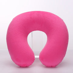 Travel Office Headrest U-shaped Inflatable Short Plush Cover + PVC Inflatable Pillow Pillow Support Cushion Neck Pillow 9 Colors
