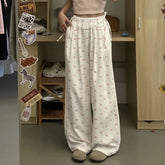 Bow Printed Wide Leg Pants