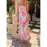 Satin Crop Tube Top And Long Skirt Set