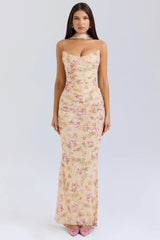 Corset Top With Long Scarves And Body-con Midi Skirt Set