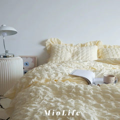 INS Princess Style Bedding Sets Ruffle Lace Bow Quilt Cover Romantic Bedclothes Decor Woman Girls Bedroom Duvet Cover 4pcs