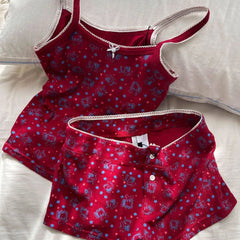 Printed Cami Top And Boxer Shorts Pj Set