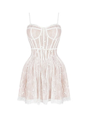 White Lace Corset Strap Mini Dress