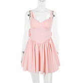 Strappy Ruched Large Bow Mini Dress