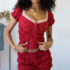 Ruched Short-Sleeve Tops And Bloomer Shorts Set