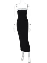 Black Strapless White Satin Bow Midi Dress