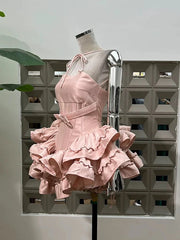 Flare Skirt Corset Strappy Mini Dress