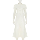 White Puff Sleeve T shirt And High Waist Skirt Set