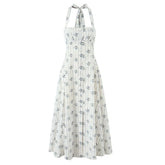 Halter A-line Midi Buttoned Dress