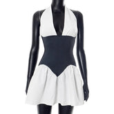 White Halter Corset Mini Dress