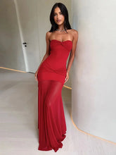Sleeveless Mesh Pleated Twisted Bandeau Long Dress
