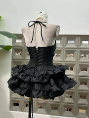 Flare Skirt Corset Strappy Mini Dress