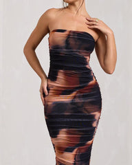 Strapless Smocked Smocked Bodycon Dress