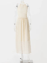 Backless Cropped Halter Tops+drawstring Long Skirts 2 Piece Sets