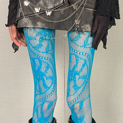 Lace Pattern Tights in Blue