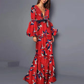 Bohemian Lantern Sleeve A-Line Maxi Dreses