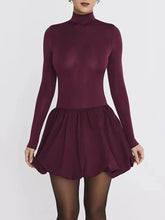 Burgundy Turtleneck Mini Dress