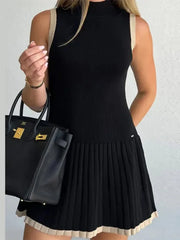 Chic Color Block Sleeveless Knit Mini Dress