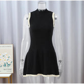 Chic Color Block Sleeveless Knit Mini Dress