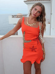 Chic Shinny Starfish Print Mini Dress