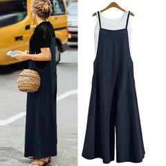 Cotton Linen Casual Loose Jumpsuit