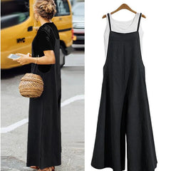 Cotton Linen Casual Loose Jumpsuit