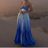 Elegant Ruffles Hollow Out Sling Dress