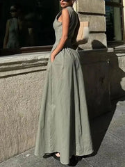 Elegant Sleeveless Zipper Pleated Dress