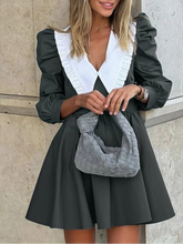 Fashionable Black Patchwork Office Dress