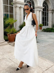 Fashionable Waist Cinched V-Neck Dress